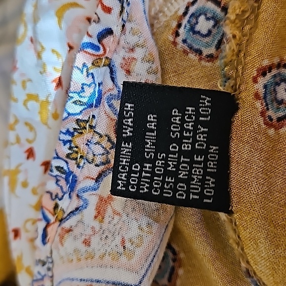 VTG Y2k Mustard Floral Ruffle Off Shoulder High-Low Prairie Boho Dress - Picture 8 of 8